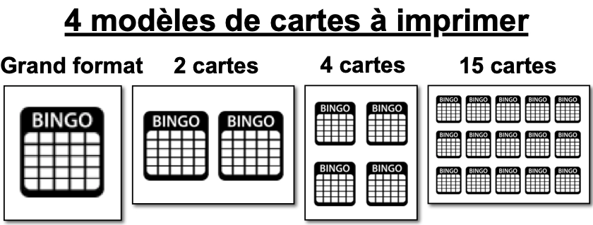 4 modèles de cartes bingo