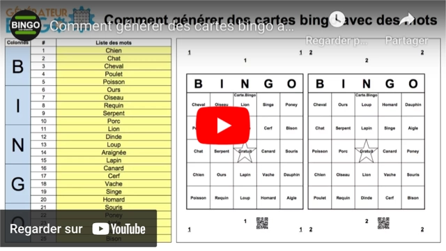 comment générer des cartes bingo avec des mots